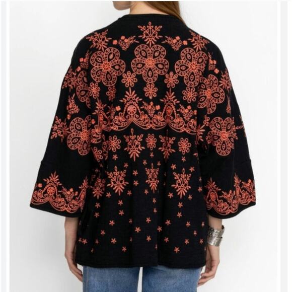 Johnny Was Embroidered Eyelet Kimono Top NWT